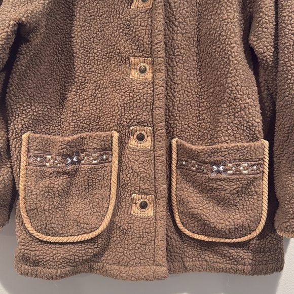 Haband! Brown Sherpa Button/Snap Up Warm Jacket/Sweater - Size Medium - Picture 3 of 9